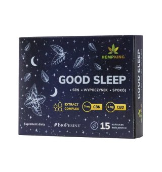 Kapsułki na sen Good Sleep - 5mg CBD, 3mg CBN w kapsułce Extract Complex - 15 kapsułek - HEMPKING