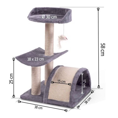Drapak dla kota 58 cm DR-264 Pethaus z myszką j. szary Drapak dla kota 58 cm DR-264 Pethaus z myszką j. szary