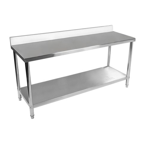 Stół blat roboczy gastronomiczny przyścienny z rantem i półką 180x60cm Stół blat roboczy gastronomiczny przyścienny z rantem i półką 180x60cm