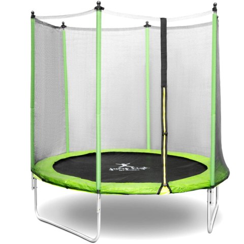 Trampolina ogrodowa z siatką i osłoną na sprężyny śr. 244 cm do 80 kg czarno-zielona Trampolina ogrodowa z siatką i osłoną na sprężyny śr. 244 cm do 80 kg czarno-zielona