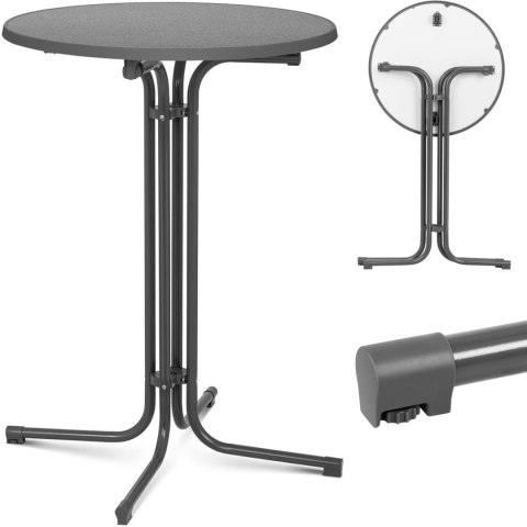 Stół stolik barowy okrągły wysoki składany śr. 80 cm wys. 110 cm szary Stół stolik barowy okrągły wysoki składany śr. 80 cm wys. 110 cm szary