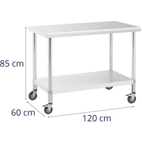 Stół metalowy gastronomiczny na kółkach z półką STAL 60 x 120 cm Stół metalowy gastronomiczny na kółkach z półką STAL 60 x 120 cm
