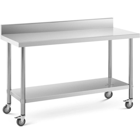 Stół metalowy gastronomiczny na kółkach z półką i rantem STAL 60 x 150 cm Stół metalowy gastronomiczny na kółkach z półką i rantem STAL 60 x 150 cm