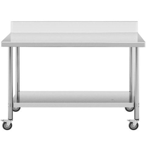 Stół metalowy gastronomiczny na kółkach z półką i rantem STAL 60 x 150 cm Stół metalowy gastronomiczny na kółkach z półką i rantem STAL 60 x 150 cm