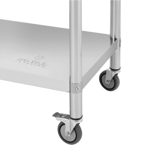 Stół metalowy gastronomiczny na kółkach z półką i rantem STAL 60 x 150 cm Stół metalowy gastronomiczny na kółkach z półką i rantem STAL 60 x 150 cm