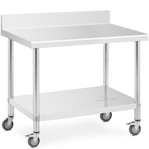 Stół metalowy gastronomiczny na kółkach z półką i rantem STAL 70 x 100 cm Stół metalowy gastronomiczny na kółkach z półką i rantem STAL 70 x 100 cm