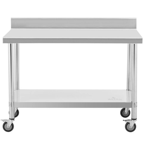 Stół metalowy gastronomiczny na kółkach z półką i rantem STAL 70 x 120 cm Stół metalowy gastronomiczny na kółkach z półką i rantem STAL 70 x 120 cm