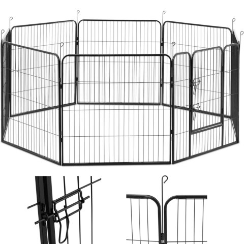 Kojec zagroda wybieg dla psów szczeniąt z bramką wys. 81 cm 8 segmentów Kojec zagroda wybieg dla psów szczeniąt z bramką wys. 81 cm 8 segmentów