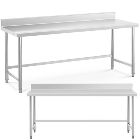 Stół blat roboczy stalowy nierdzewny przyścienny z rantem 200x70cm Stół blat roboczy stalowy nierdzewny przyścienny z rantem 200x70cm