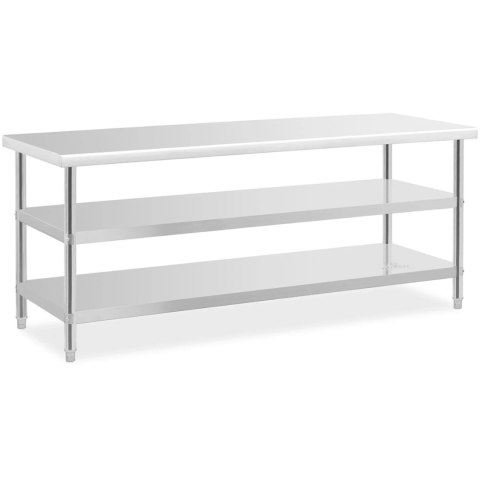 Stół do kuchni z 2 półkami stalowy nierdzewny 200 x 70cm Stół do kuchni z 2 półkami stalowy nierdzewny 200 x 70cm