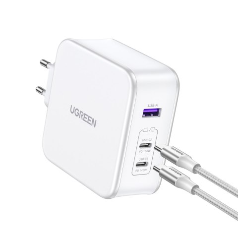 Ładowarka sieciowa GaN Nexode USB-A 2x USB-C 140W + kabel USB-C 1.5m biała