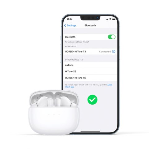 Słuchawki bezprzewodowe Bluetooth TWS ANC WS106 HiTune T3 białe