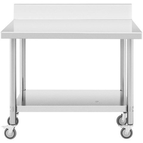 Stół blat roboczy przyścienny z rantem na kółkach 1 półka 100 x 60 cm do 155 kg Stół blat roboczy przyścienny z rantem na kółkach 1 półka 100 x 60 cm do 155 kg