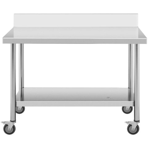 Stół blat roboczy przyścienny z rantem na kółkach 1 półka 120 x 60 cm do 158 kg Stół blat roboczy przyścienny z rantem na kółkach 1 półka 120 x 60 cm do 158 kg