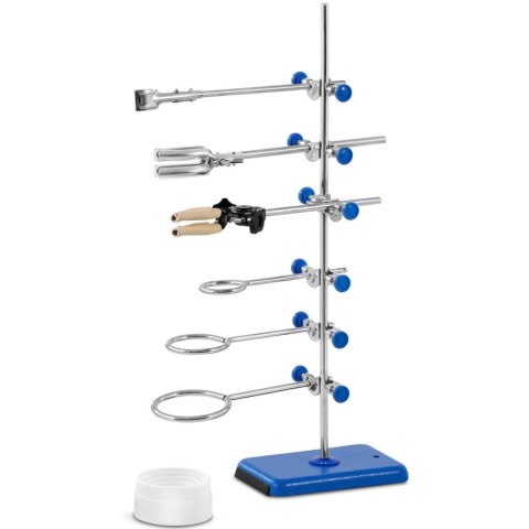 Statyw stojak laboratoryjny z wyposażeniem 60 cm 1 zacisk biurety 2 zaciski 3 pierścienie 60 mm 80 mm 100 mm Statyw stojak laboratoryjny z wyposażeniem 60 cm 1 zacisk biurety 2 zaciski 3 pierścienie 60 mm 80 mm 100 mm
