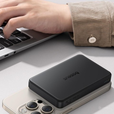 Powerbank Airpow II 10000mAh Qi2 MagSafe 22.5W z kablem USB-C 20V 3A 30cm - czarny