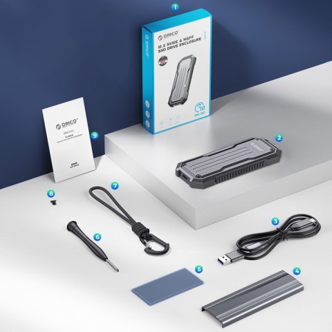 Wzmocniona kieszeń dyskowa taktyczna OXS2C3-G2 M.2 NVMe / SATA SSD USB-C - szara