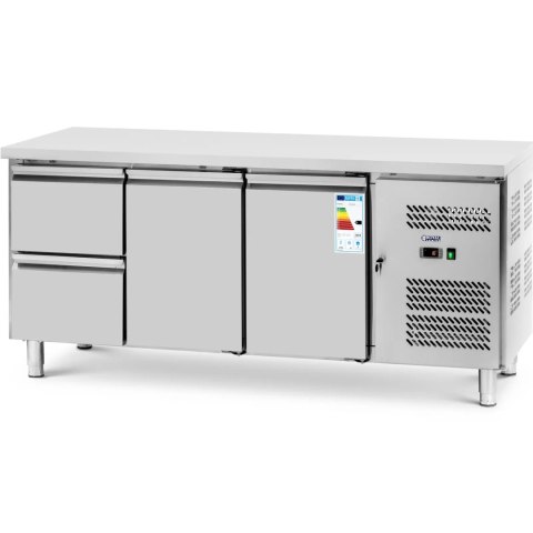 Stół chłodniczy z blatem roboczym 2 komory 2 szuflady -2-10 C 417 l 275 W Stół chłodniczy z blatem roboczym 2 komory 2 szuflady -2-10 C 417 l 275 W