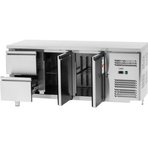 Stół chłodniczy z blatem roboczym 2 komory 2 szuflady -2-10 C 417 l 275 W Stół chłodniczy z blatem roboczym 2 komory 2 szuflady -2-10 C 417 l 275 W