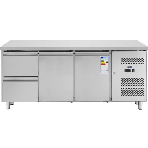 Stół chłodniczy z blatem roboczym 2 komory 2 szuflady -2-10 C 417 l 275 W Stół chłodniczy z blatem roboczym 2 komory 2 szuflady -2-10 C 417 l 275 W