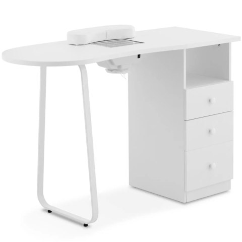 Biurko kosmetyczne do manicure z pochłaniaczem pyłu 120 x 45 cm - białe Biurko kosmetyczne do manicure z pochłaniaczem pyłu 120 x 45 cm - białe