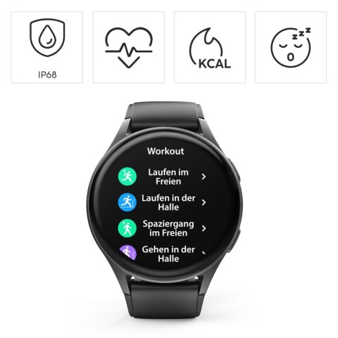 Smartwatch Hama 8900 GPS AMOLED 1.43'' z paskiem silikonowym - czarny